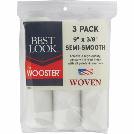 WOOSTER 9 in.x3/8 in. Bl Woo Wvn Cover, 3PK DR465-9